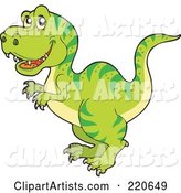 Cute Green Tyrannosaurus Rex Dino with Green Stripes