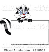 Cute Skunk Looking over a Blank Sign