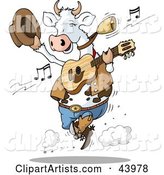Dancing Cow Playing Country Music with a Guitar