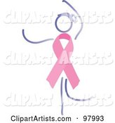 Dancing Woman with a Breast Cancer Awareness Ribbon Body