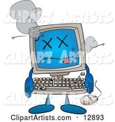 Desktop Computer Mascot Cartoon Character Crashing