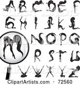 Digital Collage of a Sexy Nude Black and White Woman Forming Her Body into the Alphabet