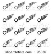Digital Collage of Black and Gray Wing Logo Designs or App Icons