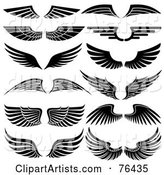 Digital Collage of Black and White Wing Logo Icons