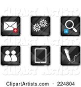 Digital Collage of Black Square Email, Gear, Zoom, Chat, Tablet and Pen App Icons