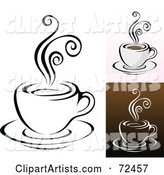Digital Collage of Coffee Cups with Swirly Steam