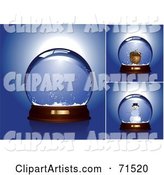 Digital Collage of Empty, Acorn and Snowman Snow Globes over Blue