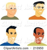 Digital Collage of Four Smiling Male Avatars - 2