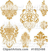 Digital Collage of Gold Damask Design Elements
