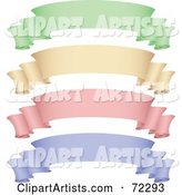 Digital Collage of Green, Beige, Pink and Purple Scroll Banners