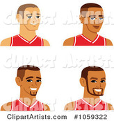 Digital Collage of Male Avatars Wearing Basketball Jerseys