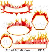 Digital Collage of Red Fire Banners with White Space