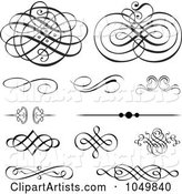 Digital Collage of Vintage Victorian Swirl and Rule Design Elements