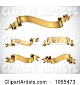 Digital Collage of Wavy Gold Ribbon Banners