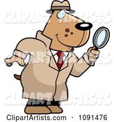Dog Detective Using a Magnifying Glass