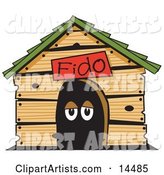 Dog's Eyes in a Dog House Clipart Illustration