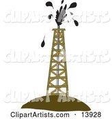 Drilling Tower Around an Oil Gusher