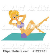 Fit Blond Caucasian Woman Doing Pilates