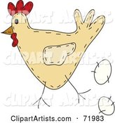 Folk Art Chicken with an Egg