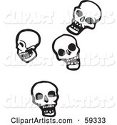 Four Falling Human Skulls