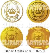 Four Gold Luxury Quality Sticker and Wax Seals