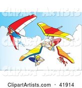 Four Hanggliders in the Sky