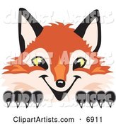 Fox Mascot Cartoon Character Peeking