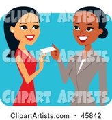 Friendly Black Businesswoman Giving Her Card to a Potential Client