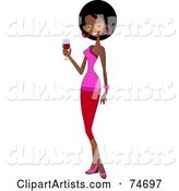 Friendly Black Woman Holding a Glass of Red Wine