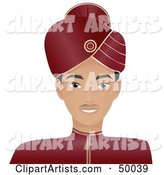 Friendly Indian Groom Wearing a Red Turban