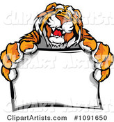 Friendly Tiger Mascot Holding a Sign