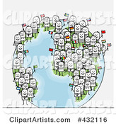 Globe with International Stick Business People Holding Flags