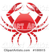 Glossy Red Crab Cancer Zodiac Icon
