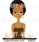 Gorgeous Black Woman Sitting with Beauty Products