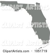 Gray Silhouetted Shape of the State of Florida, United States