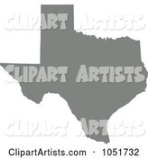 Gray Silhouetted Shape of the State of Texas, United States