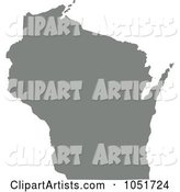 Gray Silhouetted Shape of the State of Wisconsin, United States