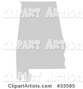 Gray State Silhouette of Alabama, United States, on a White Background