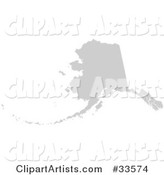 Gray State Silhouette of Alaska, United States, on a White Background