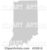 Gray State Silhouette of Indiana, United States, on a White Background