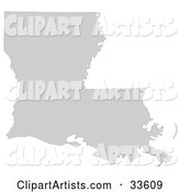Gray State Silhouette of Louisiana, United States, on a White Background