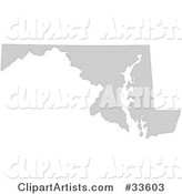 Gray State Silhouette of Maryland, United States, on a White Background