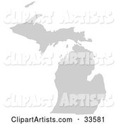 Gray State Silhouette of Michigan, United States, on a White Background