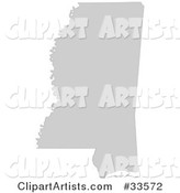 Gray State Silhouette of Mississippi, United States, on a White Background