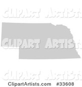 Gray State Silhouette of Nebraska, United States, on a White Background