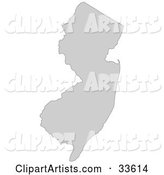 Gray State Silhouette of New Jersey, United States, on a White Background