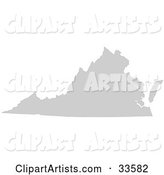 Gray State Silhouette of Virginia, United States, on a White Background