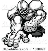 Grayscale Strong Football Lineman Crouching