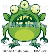 Green Alien Monster with Messed up Teeth