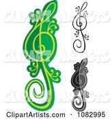 Green and Black Lizard Treble Clef Notes